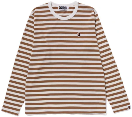 (W) BAPE Jersey de Manga Larga a Rayas Cuello Redondo Casual T-Shirt 1J80-211-003 Lookbook (W) BAPE Jersey de Manga Larga a Rayas Cuello Redondo Casual T-Shirt 1J80-211-003