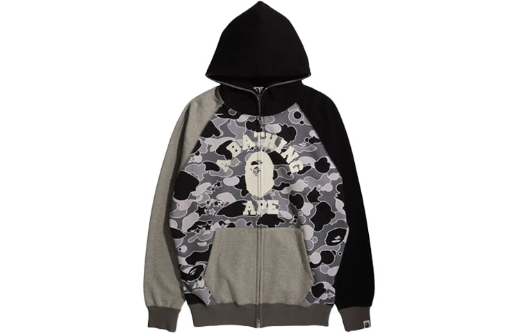 (Women) Bape A BATHING APE  Camo Ape Head Zip Hoodie with Letter Print Long Sleeves 1H80-215-501