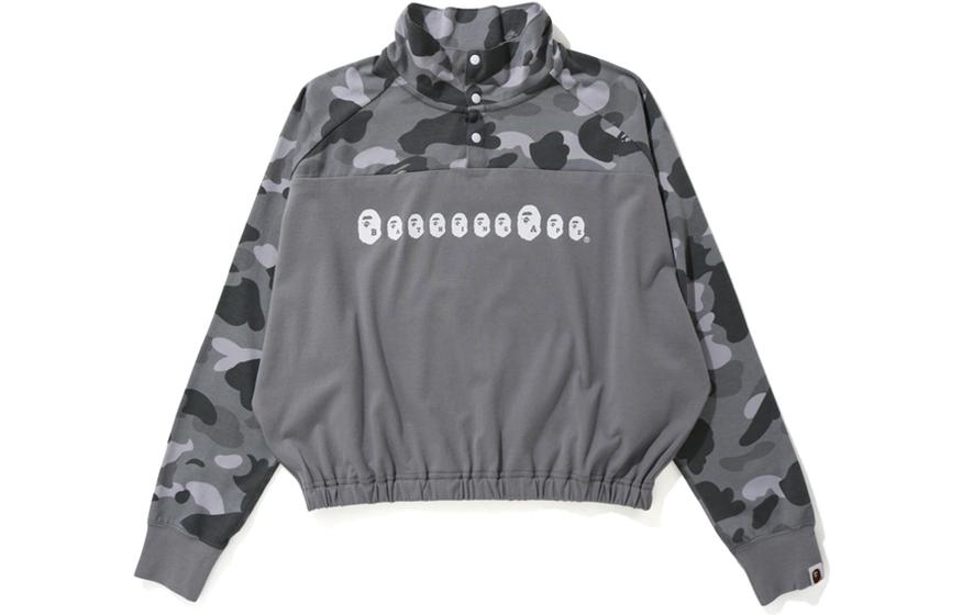 (Women) Bape A BATHING APE  Camo Patchwork Logo Print Half-Turtleneck Sweatshirt. 0ZXSWW213505G 圖 2