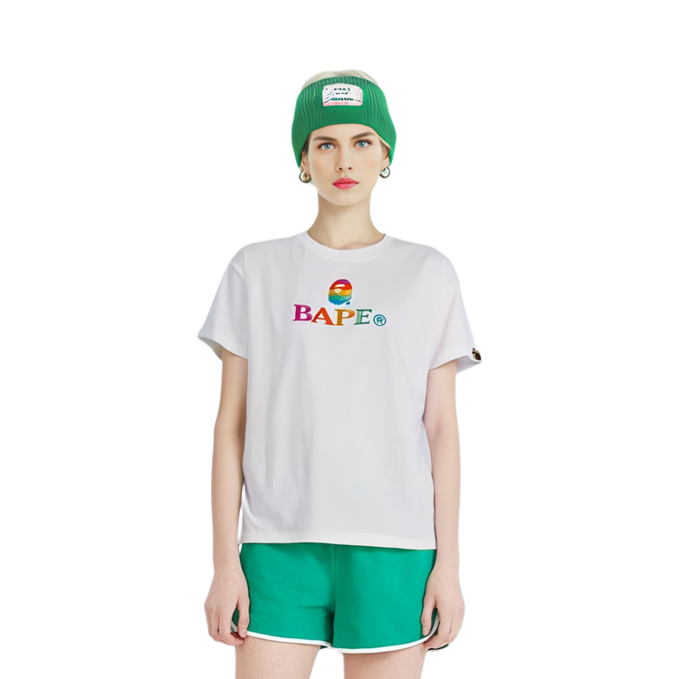 (Women) Bape A BATHING APE  Multicolor Logo Print Fitted Short Sleeve Tee. 1H30-209-504 圖 3