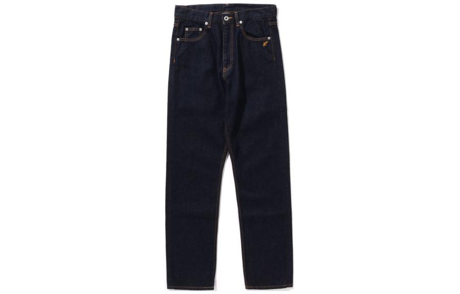 (Women) Bape A BATHING APE  Straight-Leg Mid-Rise Denim Jeans Dark Blue 1J80-250-002