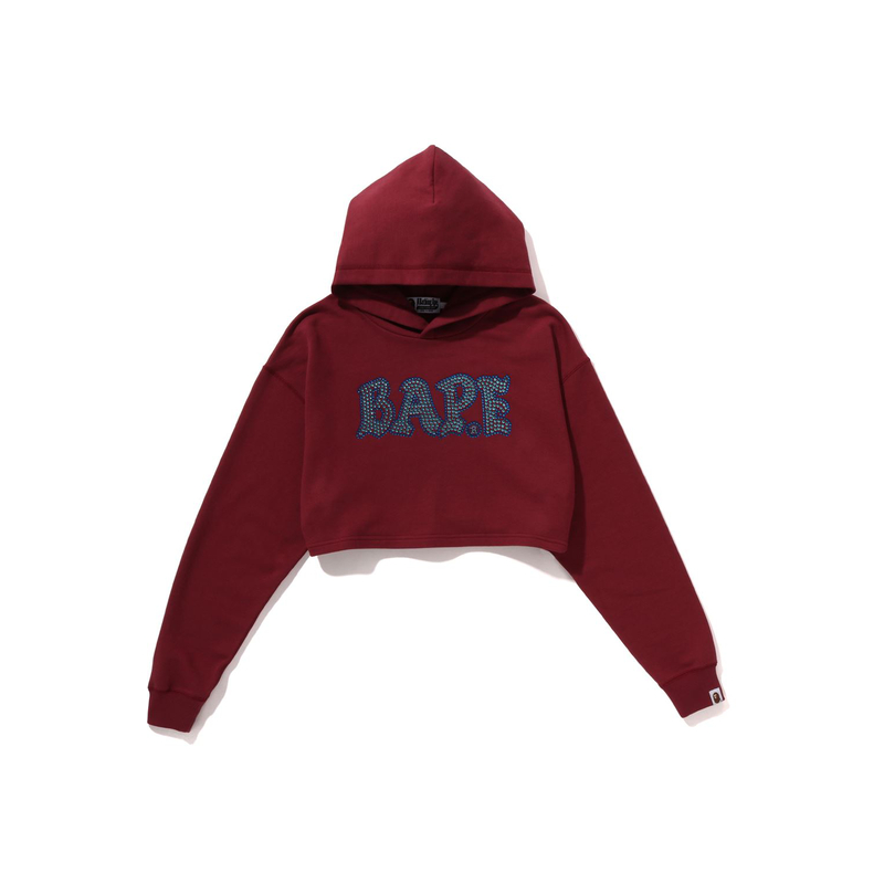 (Women) Bape A BATHING APE FW23  Hoodie with Rhinestone Letter Design. 0ZXSWW214003L