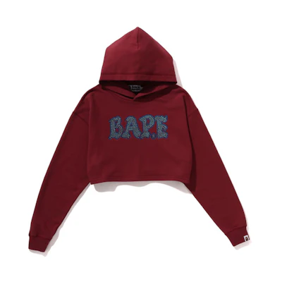 (Women) Bape A BATHING APE FW23 Hoodie with Rhinestone Letter Design. 0ZXSWW214003L