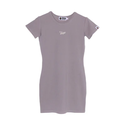 (Women) Bape A BATHING APE FW23 Solid Color Short Sleeve Dress with Embroidered Logo 0ZXDSW235001M