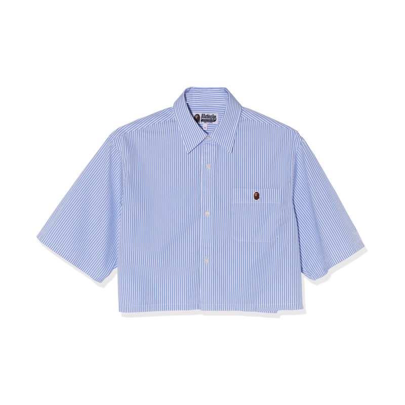 (Women) Bape A BATHING APE FW23  Striped Short Sleeve Shirt Blue. 0ZXSRW232001L 圖 2