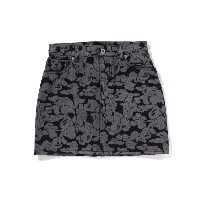 (Women) Bape A BATHING APE FW24  Camo Letter Print Denim Skirt Black 0ZXSKW254001N