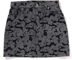 (Women) Bape A BATHING APE FW24 Camo Letter Print Denim Skirt Black 0ZXSKW254001N (Women) Bape A BATHING APE FW24 Camo Letter Print Denim Skirt Black 0ZXSKW254001N