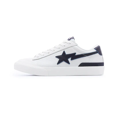 (W) BAPE A BATHING APE Leather Low-Top Lace-Up 'White Fashion'