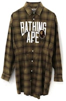 (Women) Bape A BATHING APE Plaid Logo Button-Up Long Sleeve Dress Women 0ZXDSW235502H (Women) Bape A BATHING APE Plaid Logo Button-Up Long Sleeve Dress Women 0ZXDSW235502H