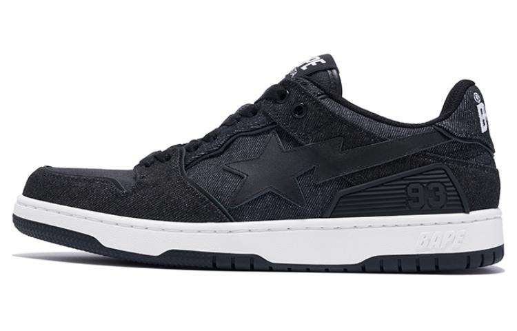 Buy A BATHING APE SS23 SK8 STA 布料 繫帶牛仔 低筒 滑板鞋 女式 黑色