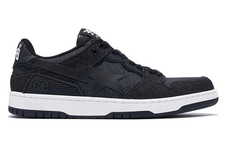 Order A BATHING APE SS23 SK8 STA 布料 繫帶牛仔 低筒 滑板鞋 女式 黑色