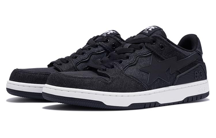 Lookbook A BATHING APE SS23 SK8 STA 布料 繫帶牛仔 低筒 滑板鞋 女式 黑色