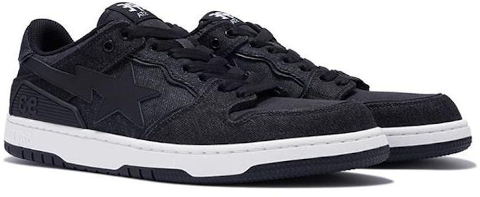 A BATHING APE SS23 SK8 STA 布料 繫帶牛仔 低筒 滑板鞋 女式 黑色 Shop A BATHING APE SS23 SK8 STA 布料 繫帶牛仔 低筒 滑板鞋 女式 黑色