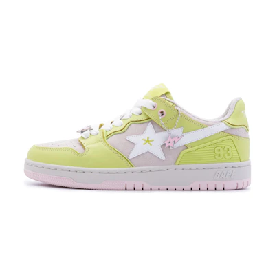 (W) BAPE A BATHING APE Sk8 Sta Leather Low 'Yellow Pink'
