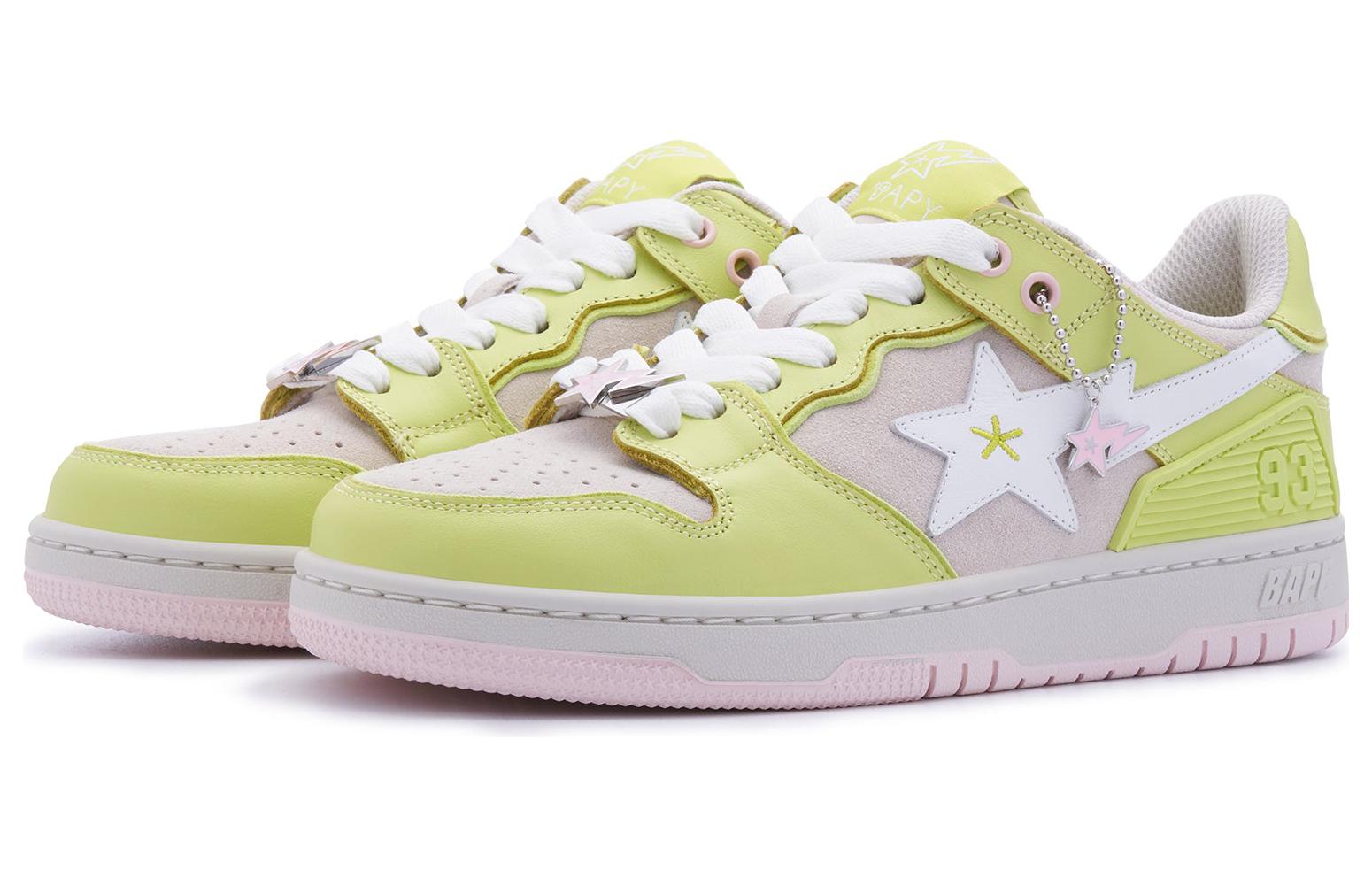 Lookbook (W) BAPE A BATHING APE Sk8 Sta Kulit Rendah 'Kuning Merah Jambu' BPYSNSN0098XJ