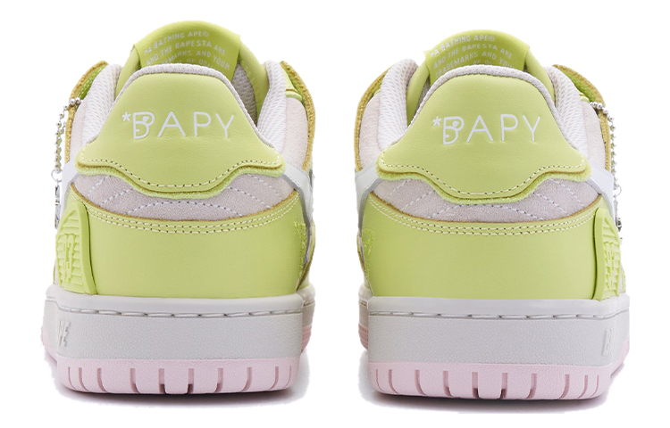 Shop (W) BAPE A BATHING APE Sk8 Sta Kulit Rendah 'Kuning Merah Jambu' BPYSNSN0098XJ