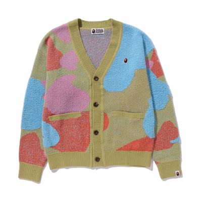 (Women) Bape A BATHING APE SS24 Camouflage Colorblock Knit Cardigan. 0ZXKNW220001M