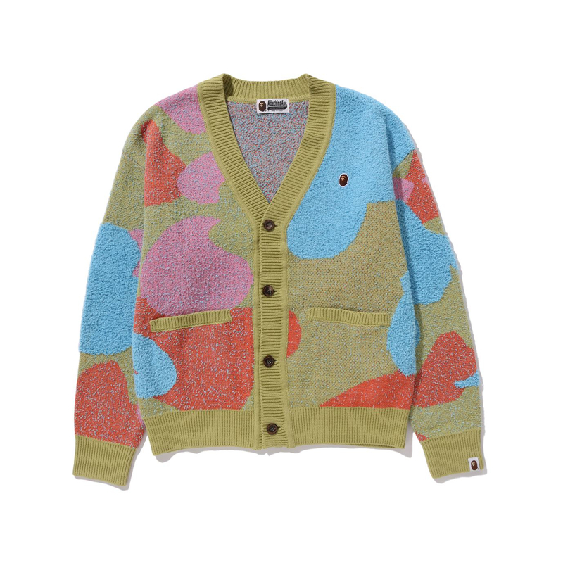 Shop (W) 베이프 아 베이딩 에이프 SS24 카모플라쥬 컬러블록 니트 가디건. 0ZXKNW220001M