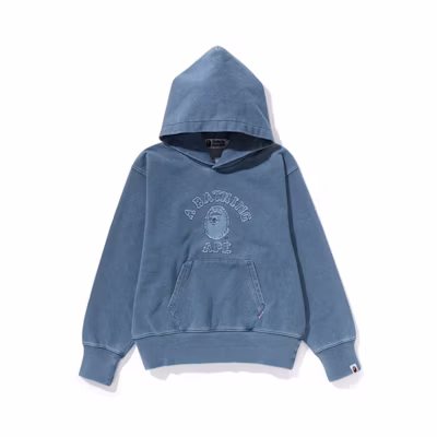 (Women) Bape A BATHING APE SS24 Vintage Indigo Distressed Ape Logo Hoodie. 0ZXSWW214002M