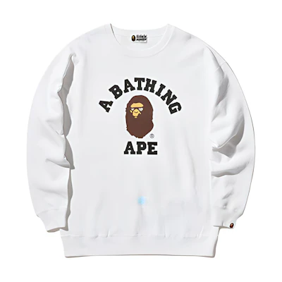 (Women) BAPE Ape Head Classic Logo Print Pullover Sweatshirt White 0ZXSWW213501C