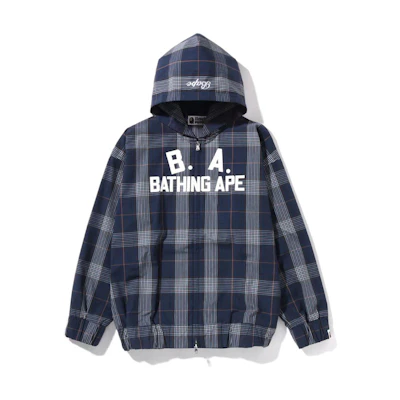 (Women) BAPE B.A. Check Logo Print Zip Hoodie Casual Long Sleeve Jacket. 1I30-215-004