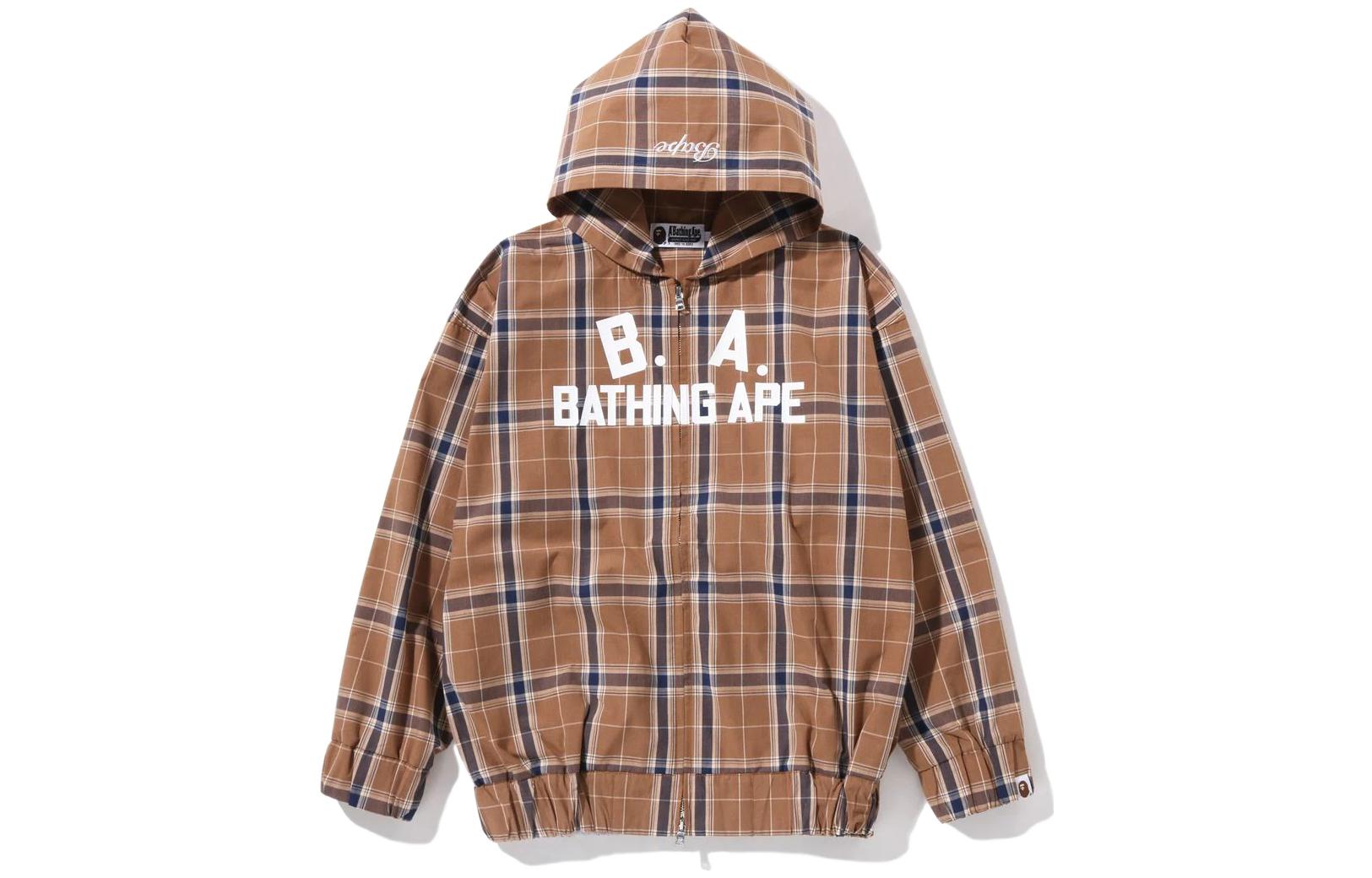 (Women) BAPE B.A. Check Logo Print Zip Hoodie  Casual Long Sleeve Jacket. 1I30-215-004 圖 2