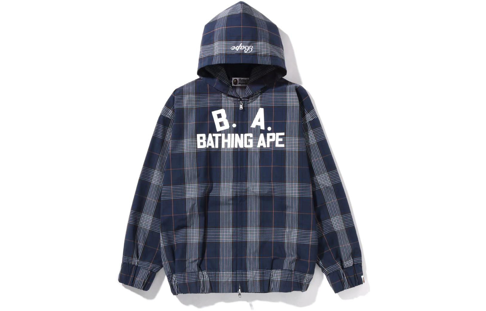 (Women) BAPE B.A. Check Logo Print Zip Hoodie  Casual Long Sleeve Jacket. 1I30-215-004 圖 3