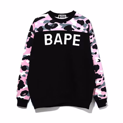 (Women) BAPE BAPE Camo Letter Print Patchwork Long Sleeve Casual Sweatshirt 0ZXSWW13503XD