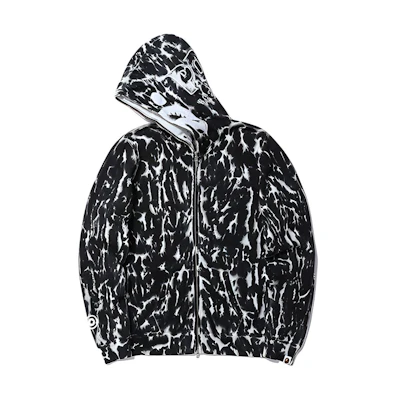 (Women) BAPE Black Tie-Dye Print Zip Hoodie Long-Sleeve Sweatshirt 0ZXSWW215019C