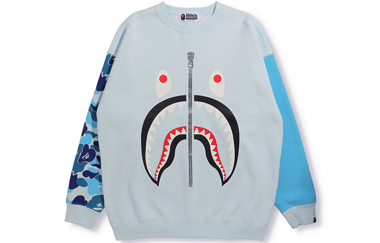 (Women) BAPE Camo Shark Head Loose Crewneck Pullover Sweatshirt 1H80-213-507