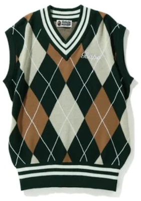 (Women) BAPE Embroidery Argyle Knit Vest Colorblock Diamond V-Neck Pullover Women. 1I30-220-002 Buy (Women) BAPE Embroidery Argyle Knit Vest Colorblock Diamond V-Neck Pullover Women. 1I30-220-002
