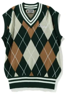 (Women) BAPE Embroidery Argyle Knit Vest Colorblock Diamond V-Neck Pullover Women. 1I30-220-002 Lookbook (Women) BAPE Embroidery Argyle Knit Vest Colorblock Diamond V-Neck Pullover Women. 1I30-220-002