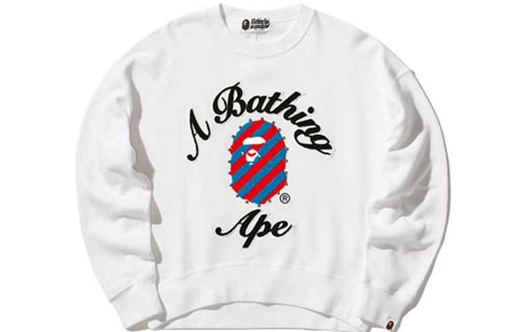 (Women) BAPE Fleece Patch Beaded Letter Print Pullover Long Sleeve Sweater 0ZXSWW213502C