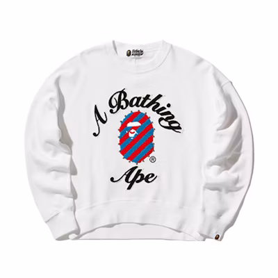 (Women) BAPE Fleece Patch Beaded Letter Print Pullover Long Sleeve Sweater 0ZXSWW213502C