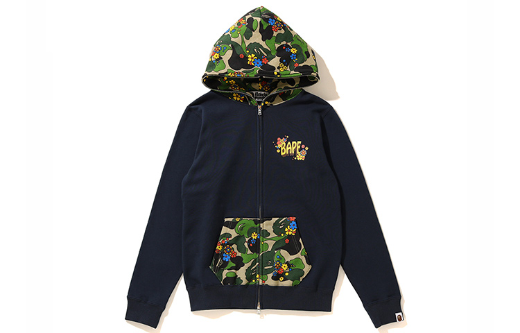 (Women) BAPE Floral Camo Letter Print Hoodie Jacket 0ZXSWW115502E