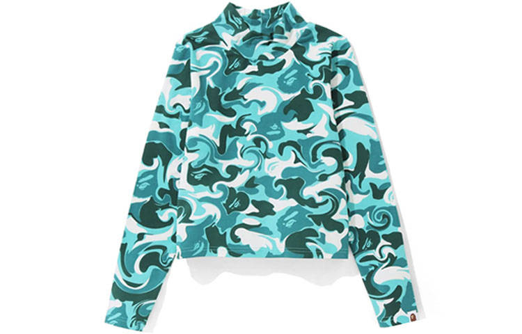 (Women) BAPE Marble Camo Turtle Neck Long Sleeve Tee 1I30-211-001