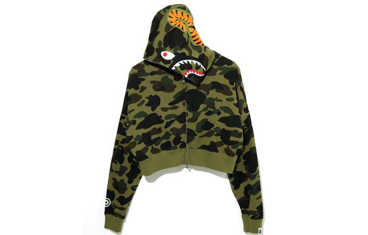 (Women) BAPE Shark Camo Print Flock Letter Hoodie Jacket 0ZXSWW215509E