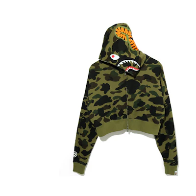 (Women) BAPE Shark Camo Print Flock Letter Hoodie Jacket 0ZXSWW215509E