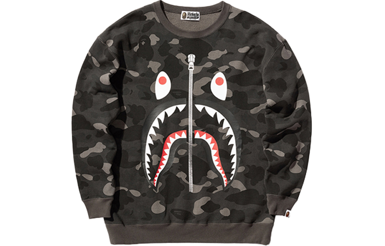 (Women) BAPE Shark Camo Print Pullover Long-Sleeve Sweatshirt Women 0ZXSWW213506C