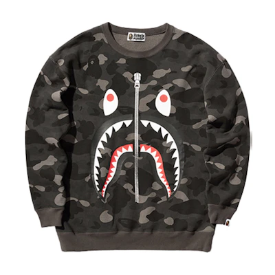 (Women) BAPE Shark Camo Print Pullover Long-Sleeve Sweatshirt Women 0ZXSWW213506C