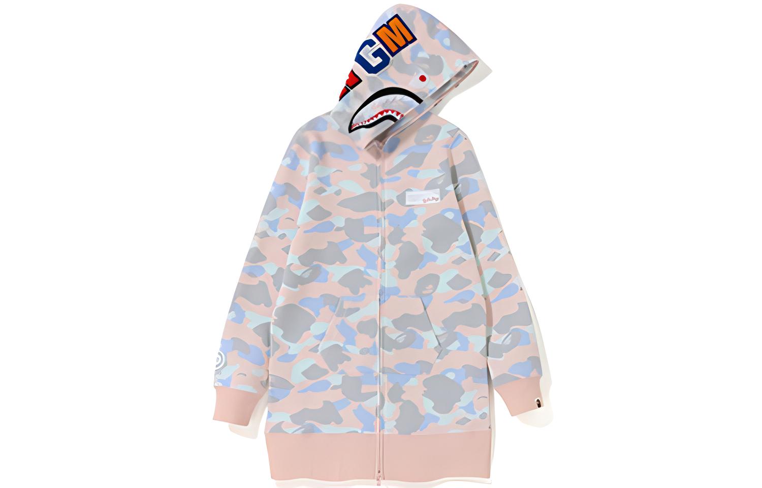 (Women) BAPE Shark Pastel Multi Camo Full Zip Hoodie Onepiece - 1F30-235-511POWDER