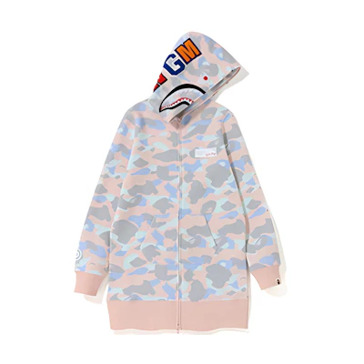 (Women) BAPE Shark Pastel Multi Camo Full Zip Hoodie Onepiece - 1F30-235-511POWDER