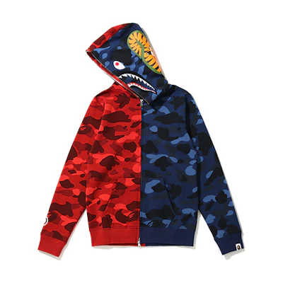 (Women) BAPE Shark Print Camo Color-Block Hoodie Jacket Multicolor 0ZXSWW115501E