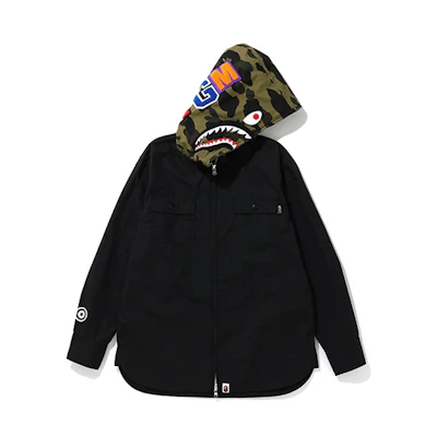 (Women) BAPE Shark Print Flocked Lettering Zip-Up Hoodie Jacket 0ZXJKW231009E