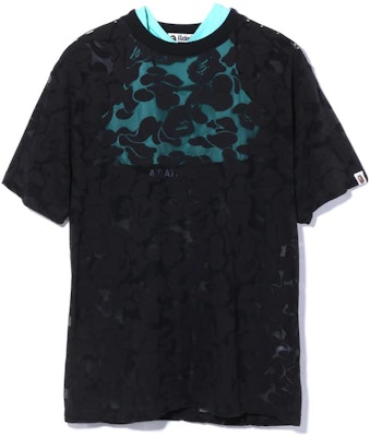 (W) BAPE迷彩短袖黑色蕾絲圓領兩件式T恤。 1I30-235-002 Buy (W) BAPE迷彩短袖黑色蕾絲圓領兩件式T恤。 1I30-235-002