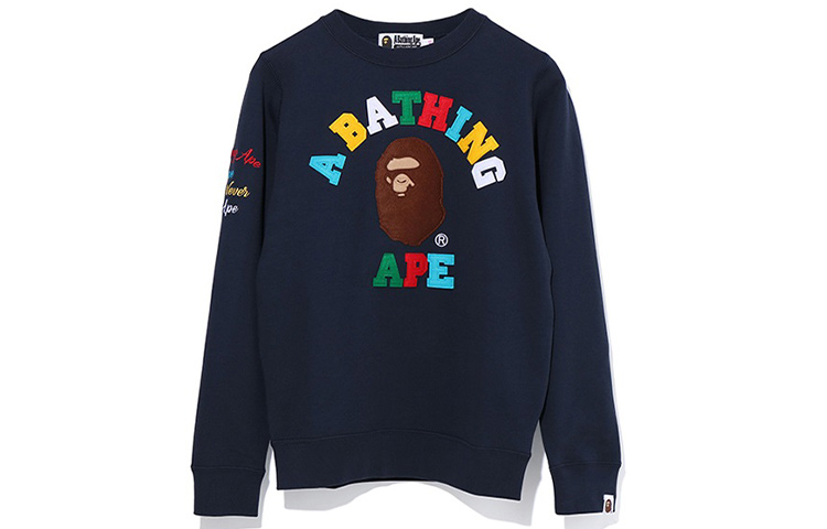 (Women) BAPE Spring Summer Ape Logo Embroidered Long Sleeve Sweatshirt 0ZXSWW213502E