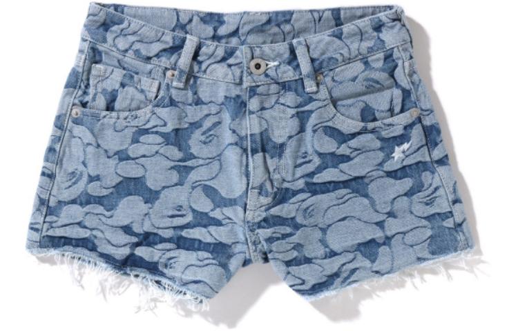 Lookbook (W) BAPE SS22 藍色迷彩星星刺繡牛仔短褲。 0ZXSPW251001I
