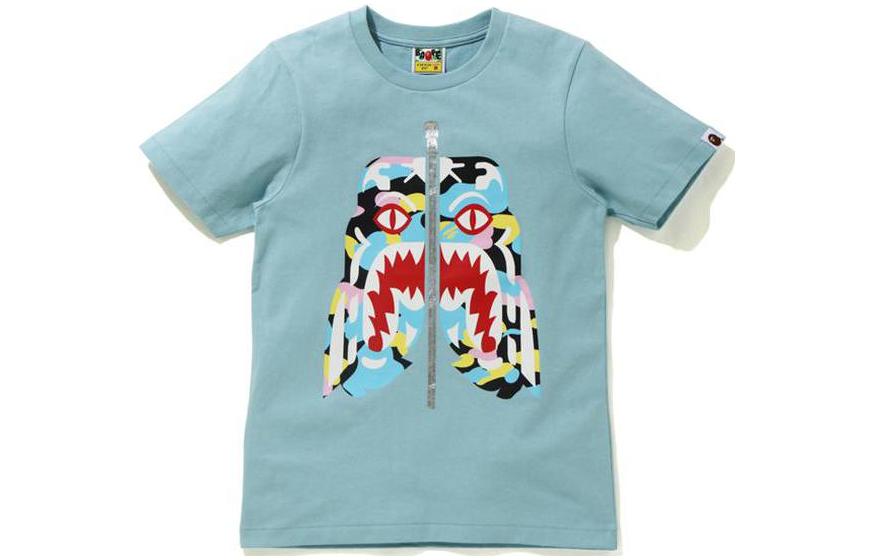 (Women) BAPE SS22  Multicolor Camo Tiger Zip Letter Print Short Sleeve T-Shirt. 0ZXTEW210518G