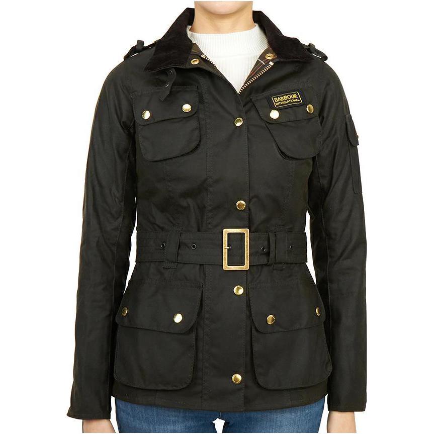 (Women) BARBOUR  Black Solid Waxed Jacket with Collar and Long Sleeves LWX0003OL92