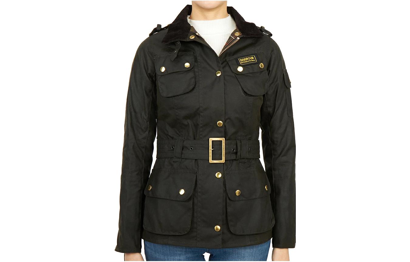 Order (W) BARBOUR 黑色固体蜡质长袖翻领外套 LWX0003OL92